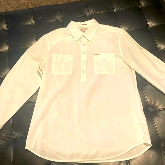 Mens Guess white Henley Shirt 
Size L Regular Fit - Picture 1 of 4